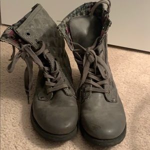 Grey combat boots